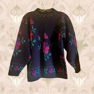 90's Romantic Pink Roses at Night sweater